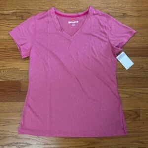 Hanes Sports Performance Tee Women’s XL Pink Heathered V-neck Activewear Top New